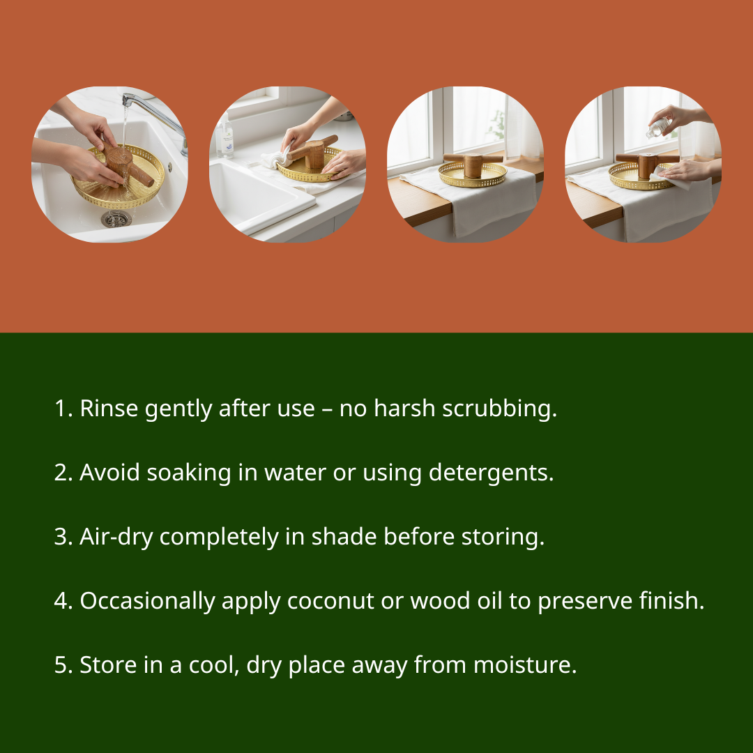 Burma Teakwood Sillu Idiyappam Kattai (Interchangeable Discs)