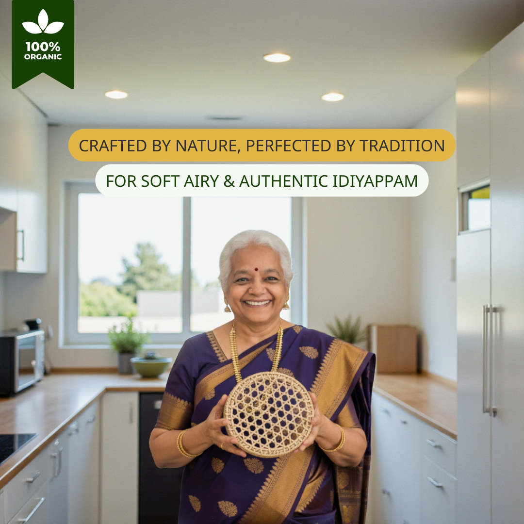 Handwoven cane Idiyappam Plates set of 2