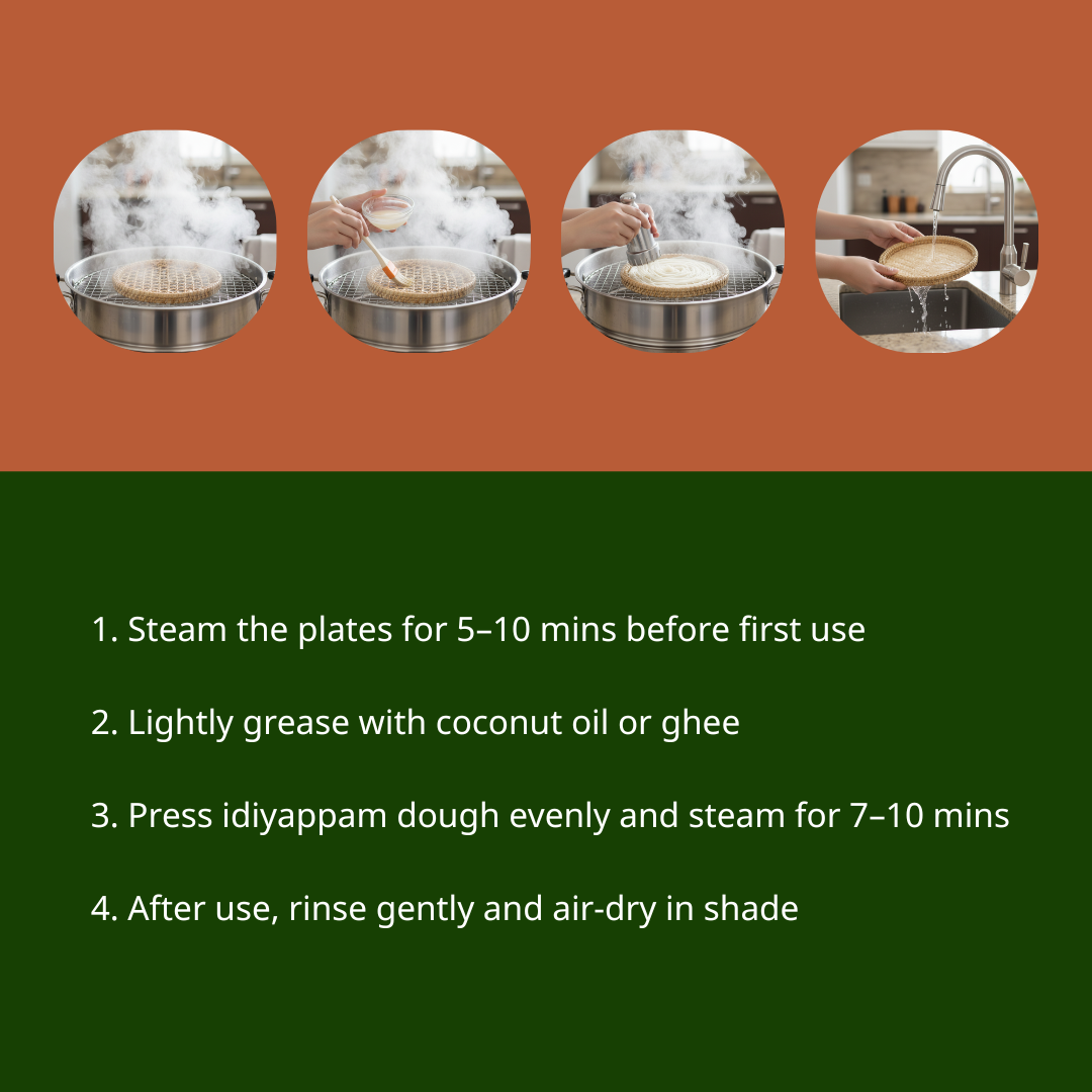 Handwoven cane Idiyappam Plates set of 2