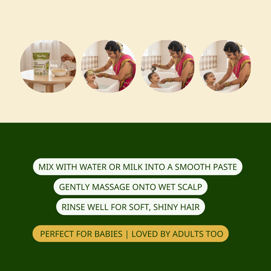 Natural Baby Hair Wash Powder - Gentle Herbal Hair Cleanser