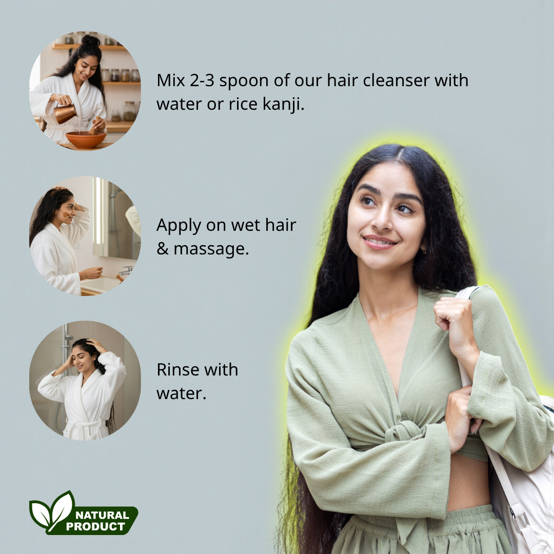 Shikakai Herbal Hair Wash Powder - Natural Cleanser for Strong, Shiny Hair