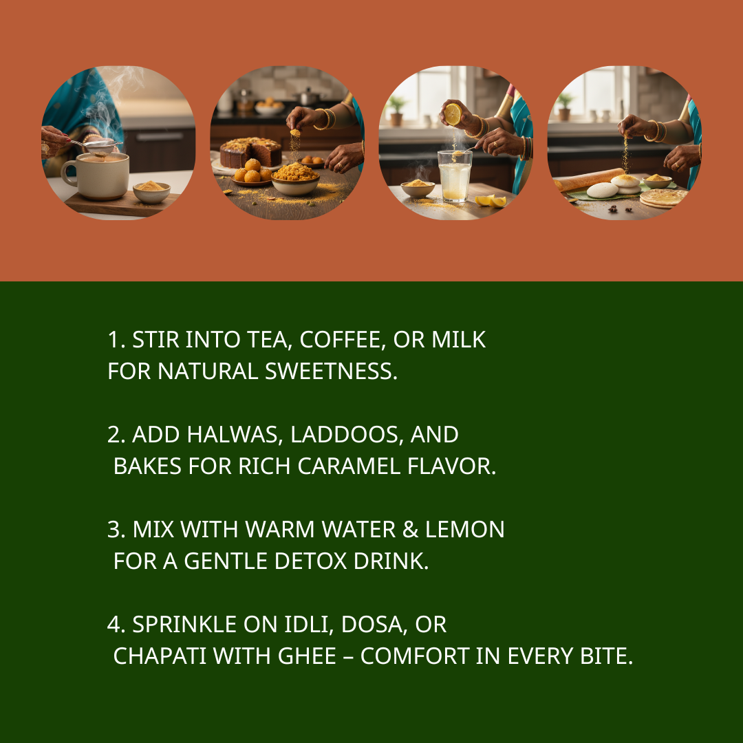 Sugarcane Jaggery Powder (Natural Brown Sugar)