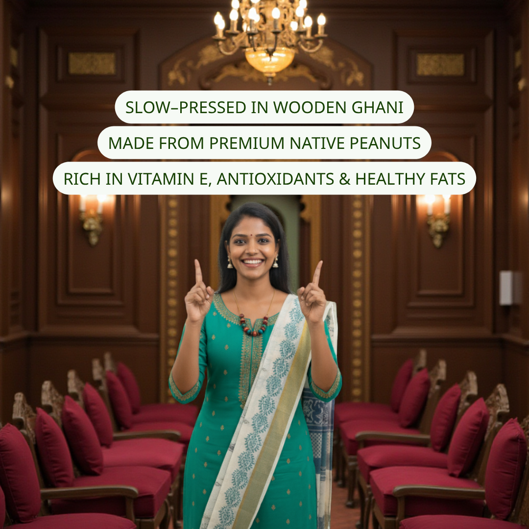 Wood Pressed Groundnut Oil – Pure, Nutty & Nutrient-Rich – 500 ml