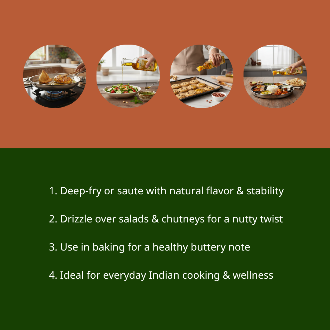 Wood Pressed Groundnut Oil – Pure, Nutty & Nutrient-Rich – 500 ml