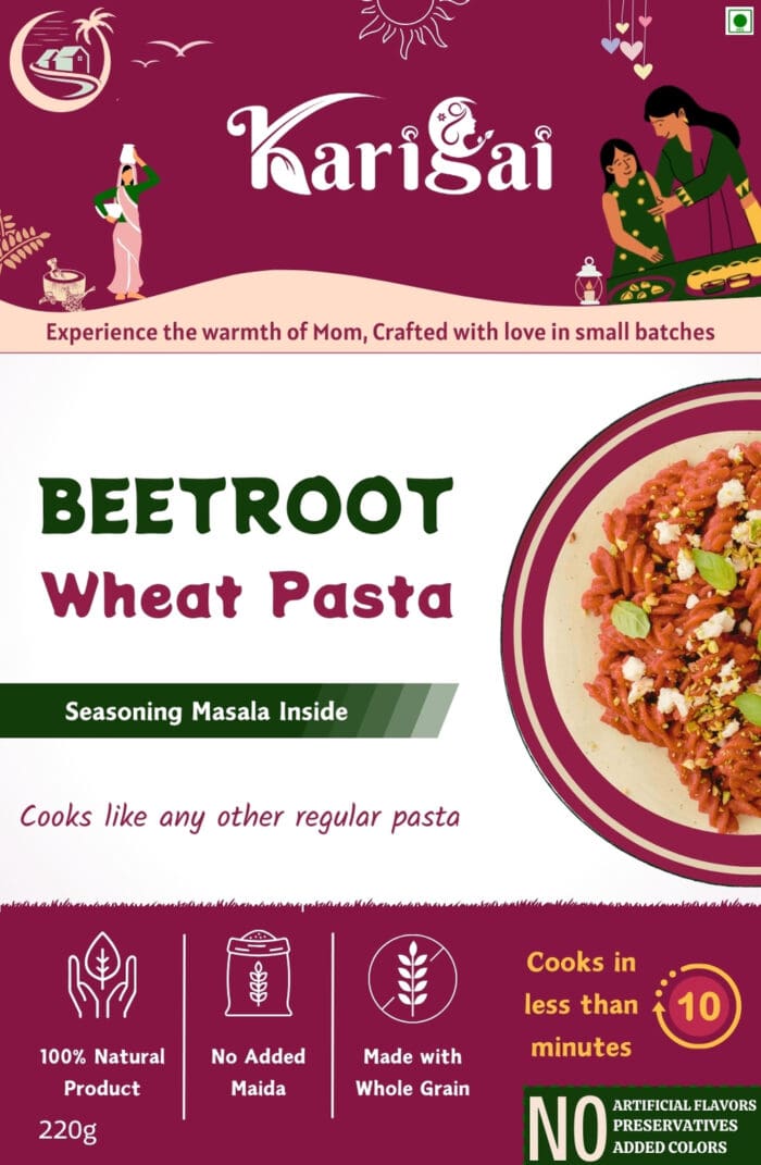 Beetroot wheat pasta front